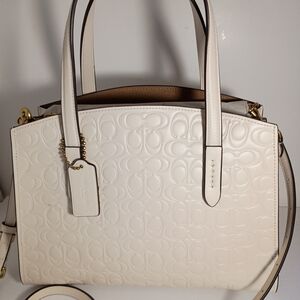 Coach Charlie Embossed Satchel in Chalk